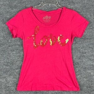 Seven7 Luxe M hot pink “love” sequin tee